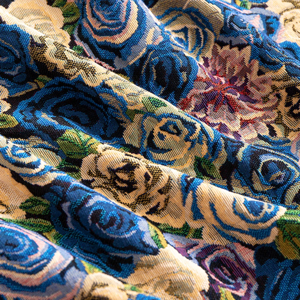 150x100cm Green Oil Paint Pattern Jacquard Fabric Cloth Canvas Floral Sofa Cover Tablecloth Clothing DIY Fabrics Sewing Supplies