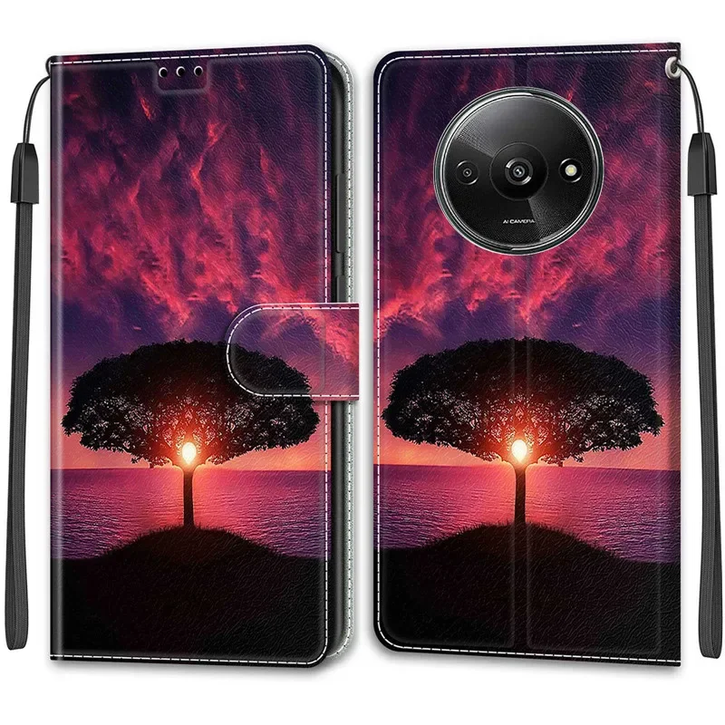 Wallet Leather Phone Case For Xiaomi Redmi A3 13C 4G 12 5G 12C A1+ A2 Plus 11A Magnetic Flip Cover Stand Book Painted Cases 2024