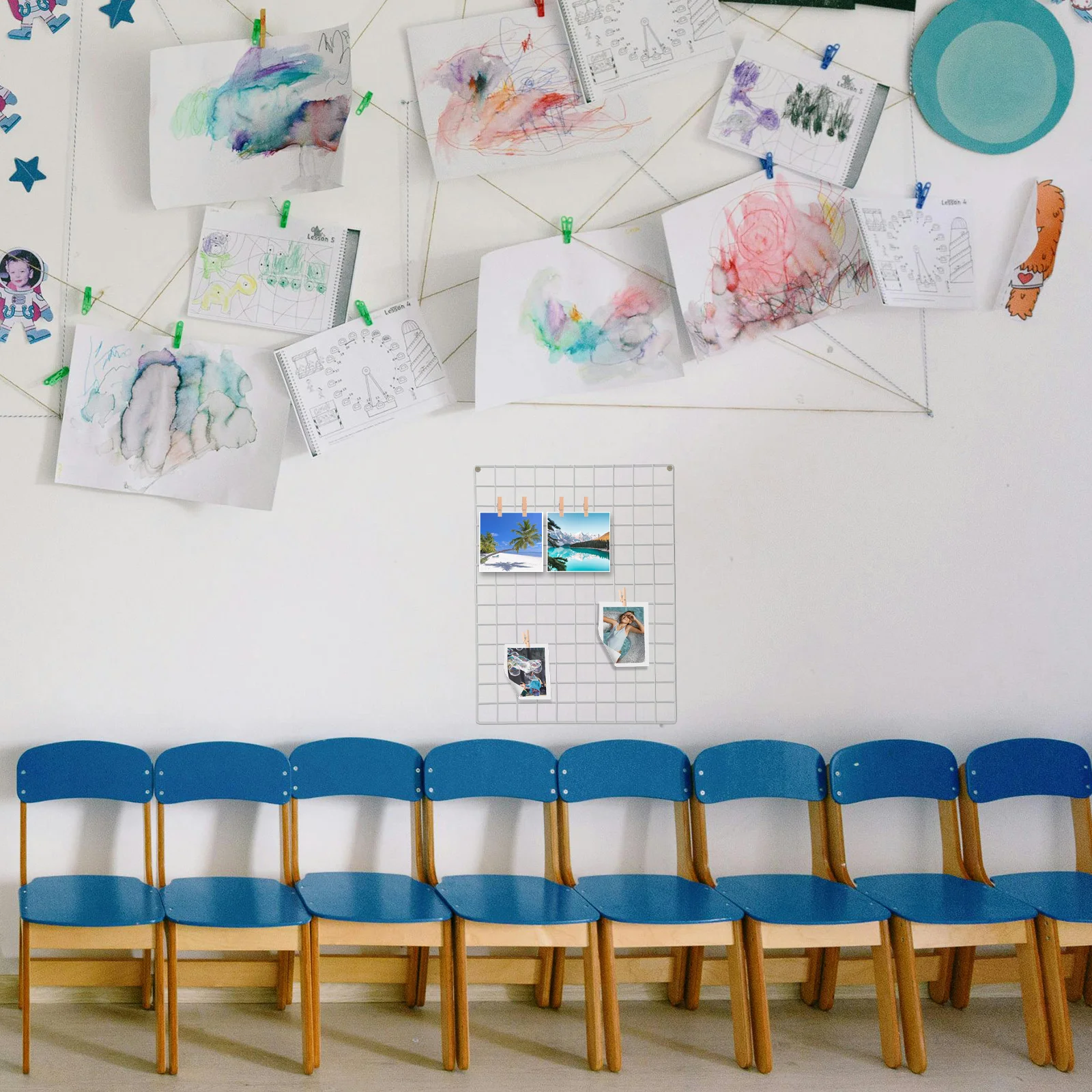 شبكة سلكية حديدية لوحة حائط للصور شبكة معدنية تخزين عرض موقف جدار حلي معلقة حامل إطار الصورة لدراسة المكتب المنزلي