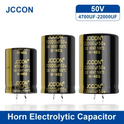 2 pces jccon áudio capacitor eletrolítico 50v 4700uf 6800uf 10000uf 15000uf 22000uf para amplificador de alta fidelidade baixa frequência esr