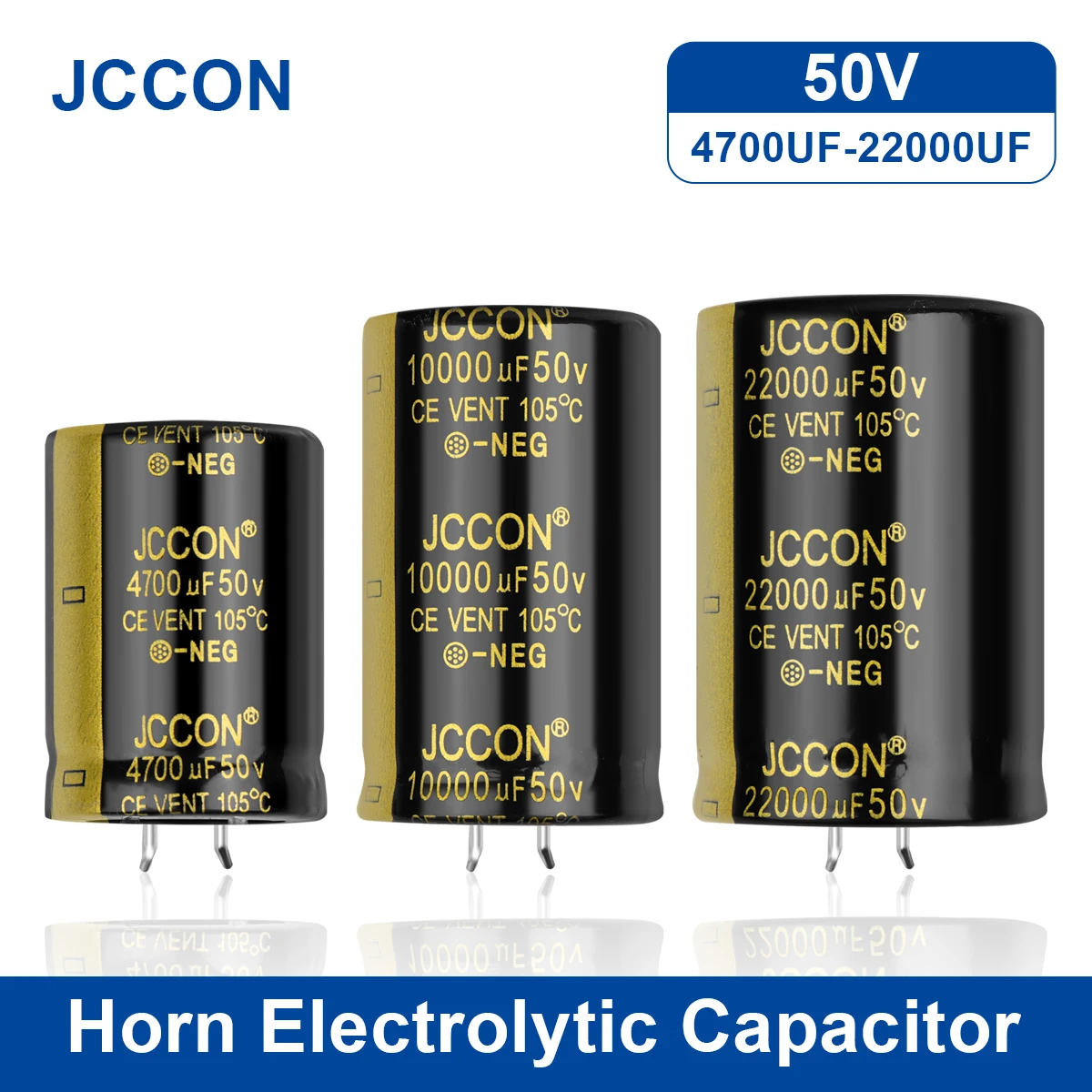 2 sztuk JCCON Audio kondensator elektrolityczny 50V 4700UF 6800UF 10000UF 15000UF 22000UF dla wzmacniacza Hifi wysokiej częstotliwości niski ESR