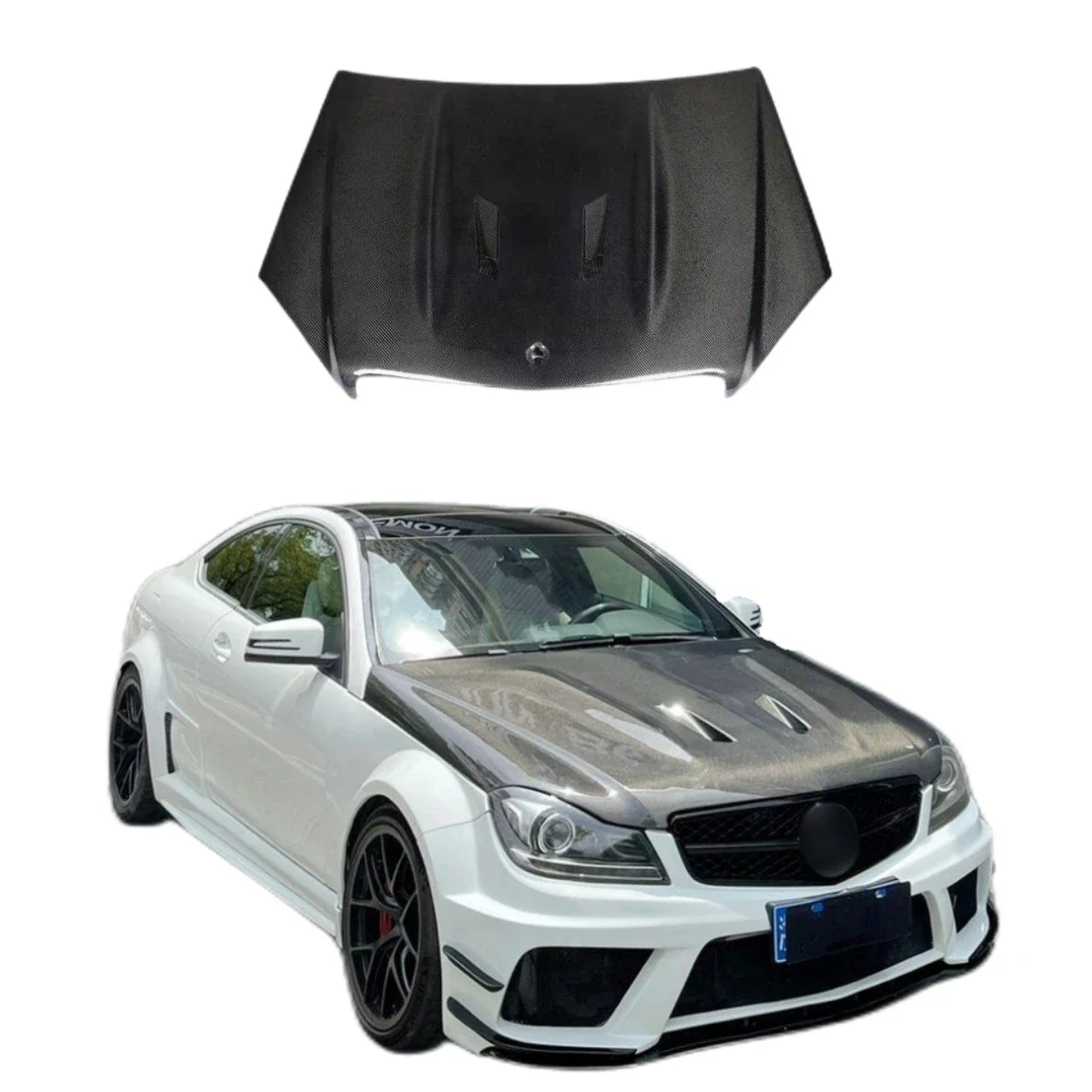 Carbon Fiber Front bonnet For Mercedes C-Class W204 C63 Coupe Sedan Engine Hood body kit Black Series Style