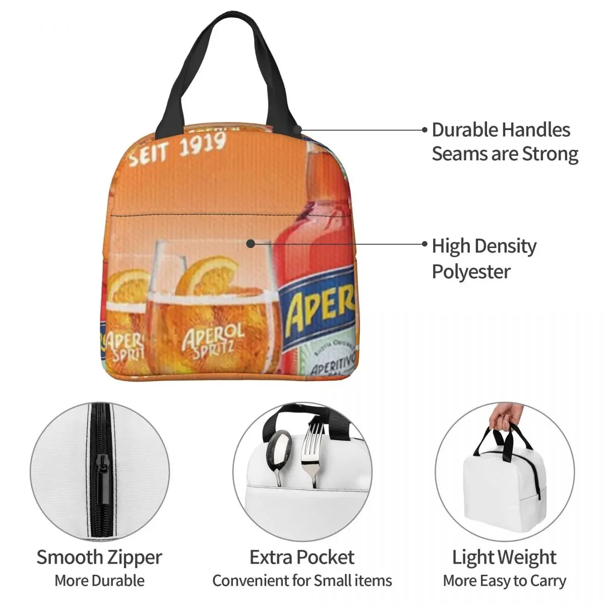 Aperol Spritz 1919 Poster borsa per il pranzo isolata termicamente bento Bag Lunch Container borse per alimenti borsa per il pranzo grande