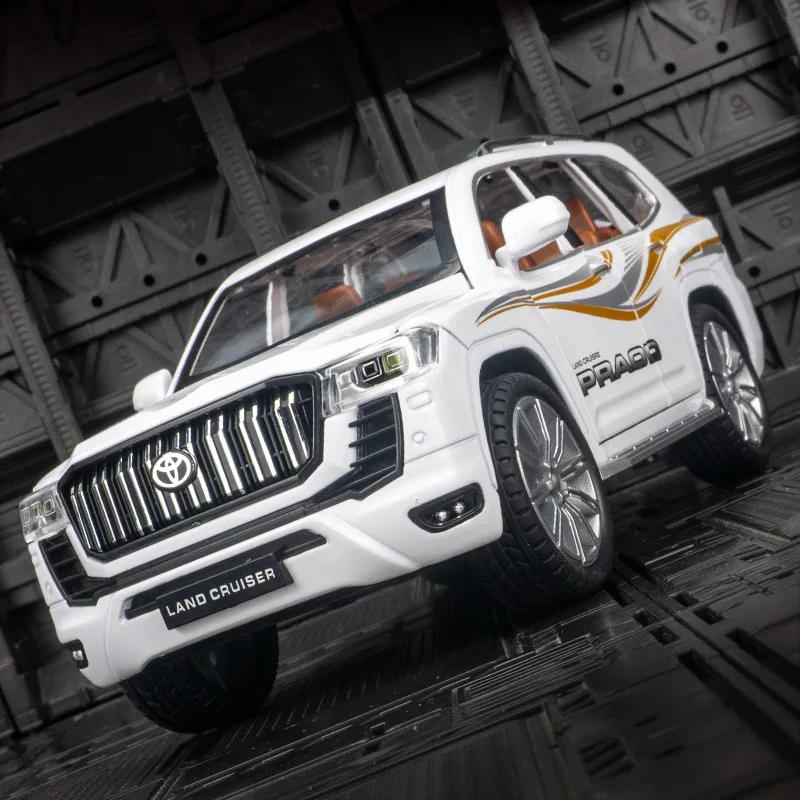 1:24 Toyota tauchfähiges Prado-Legierungsautomodell, sechstüriges, zurückziehbares, akusto-optisches Kinderspielzeugauto, Geschenk, feine Verarbeitung