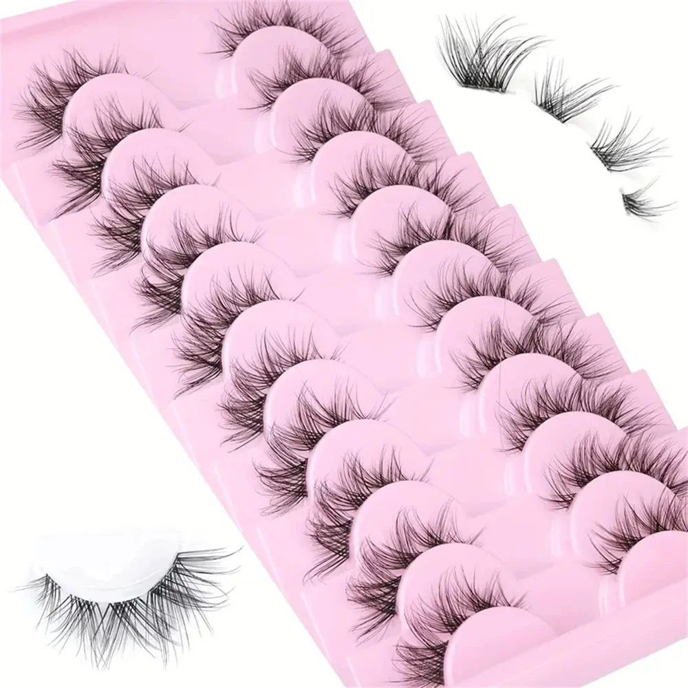 Falsche Wimpern und Locken, 10 Paar Wimpern cluster mit klarem Band, wasserdichtes DIY-Wimpernverlängerungs-Kit, individuelle Manga-Wimpern