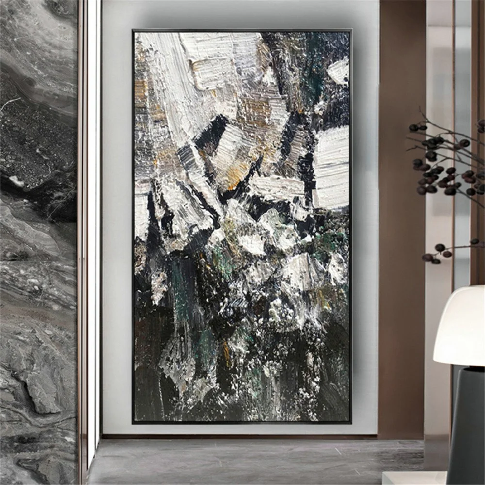 Dark Gray Canvas Mapping For Living Room Hand-Painted Abstract Oil Painting Modern Painter Make Wall Art Picture Decor Home Gift