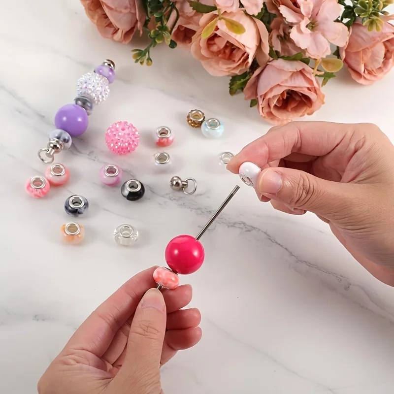 40pcs Blend Color  Blank Beadable Key Rods Metal Key Rings DIY Homemade Beaded Keychain Making Craft Accessories Bulk Supplies image 3