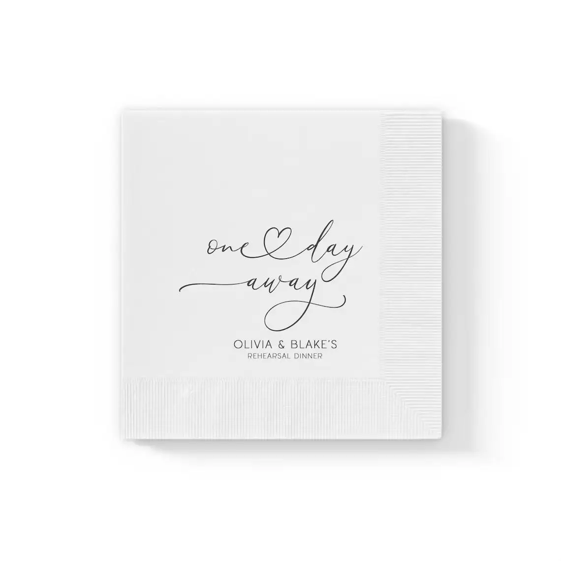 Custom Rehearsal Napkins, One Day Away Napkins, Rehearsal Dinner Napkins,Printed Cocktail Beverage Luncheon, Wedding Napkins