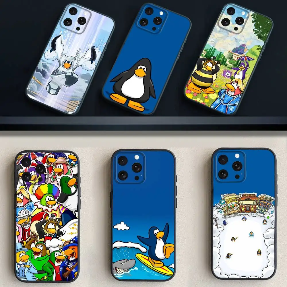 

Game C-Club P-Penguin Phone Case For iPhone 17,16,15,14,13,12,11 Plus,Pro Max,XS,X,XR,SE,Mini,8,7,Soft Silicone Black Cover