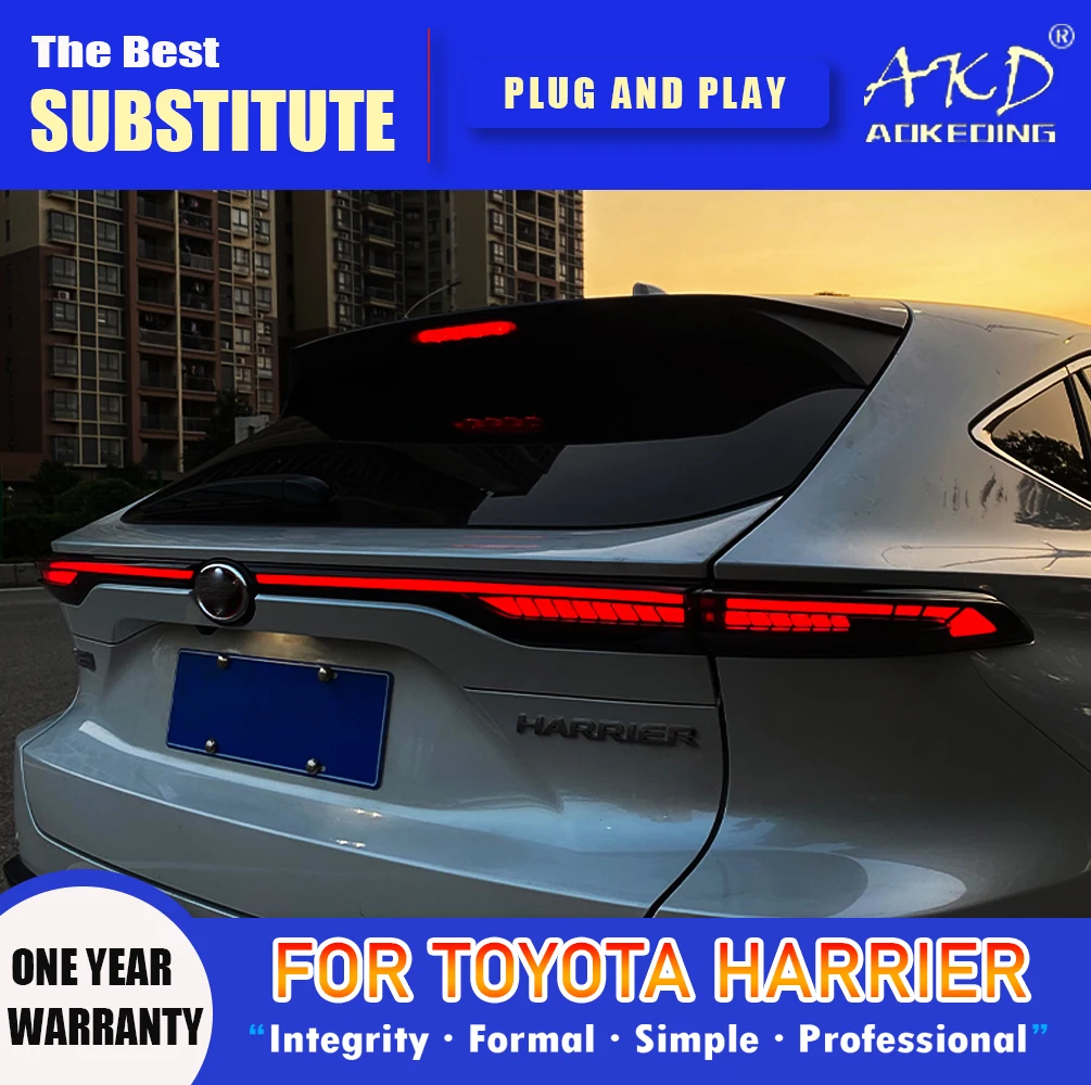 AKD Tail Lamp for Toyota Harrier LED Tail Light 2021-2022 Harrier Rear Fog Brake Turn Signal Automotive Accessories