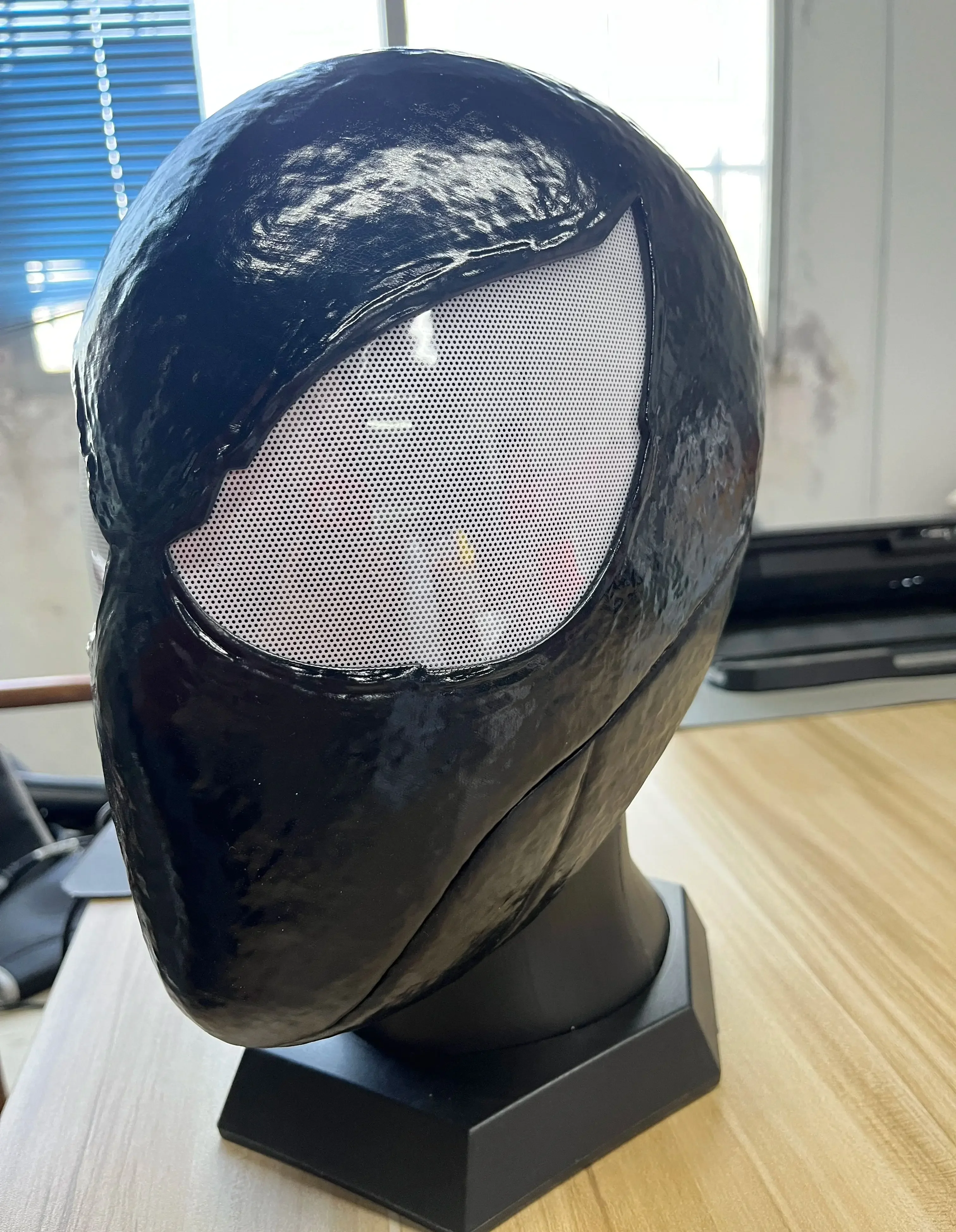 Marvel Black Spider-Man 2 Venom Mask Not-detachable Eyes Cosplay Head Cover 1:1 3D Handmade Wearable Helmet for Birthday Gift