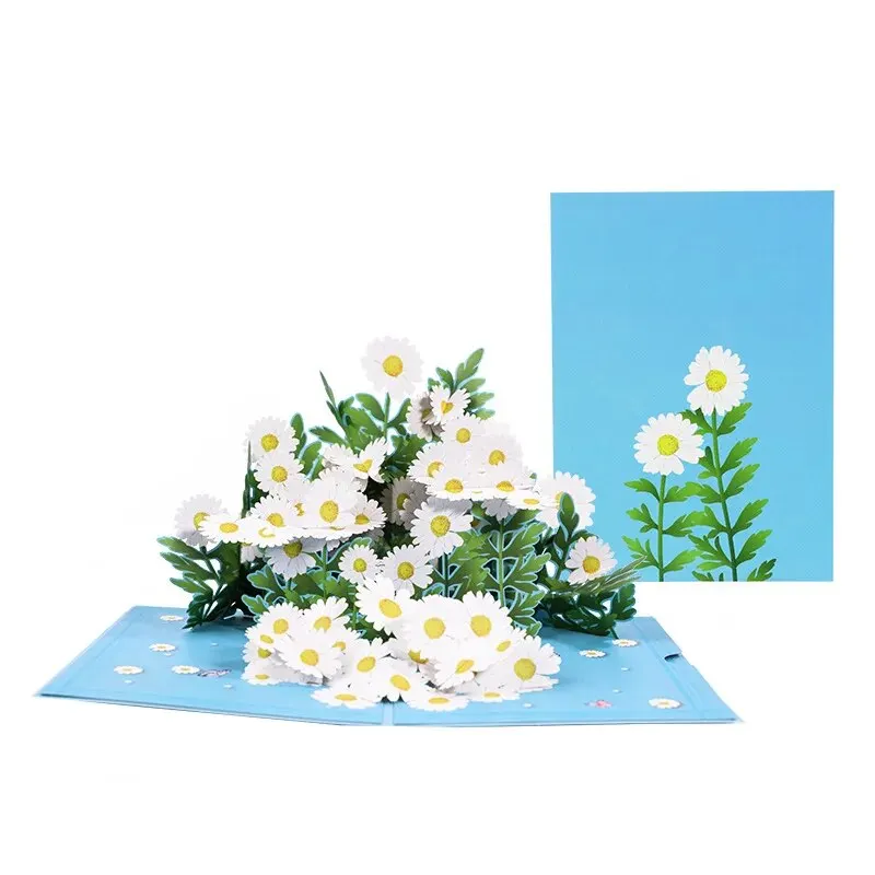 1pc Valentine\'s Day Little Daisy Three-dimensional 3D Greeting Card Handmade Paper Carving Creative Birthday Wishes Thanksgivi