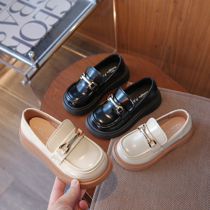 Children Flats Lolita Mary Jane Shoes for Girls Boys Platform Kids Loafers Vintage Soft Slip on Chain Oxford Kids Leather Shoes