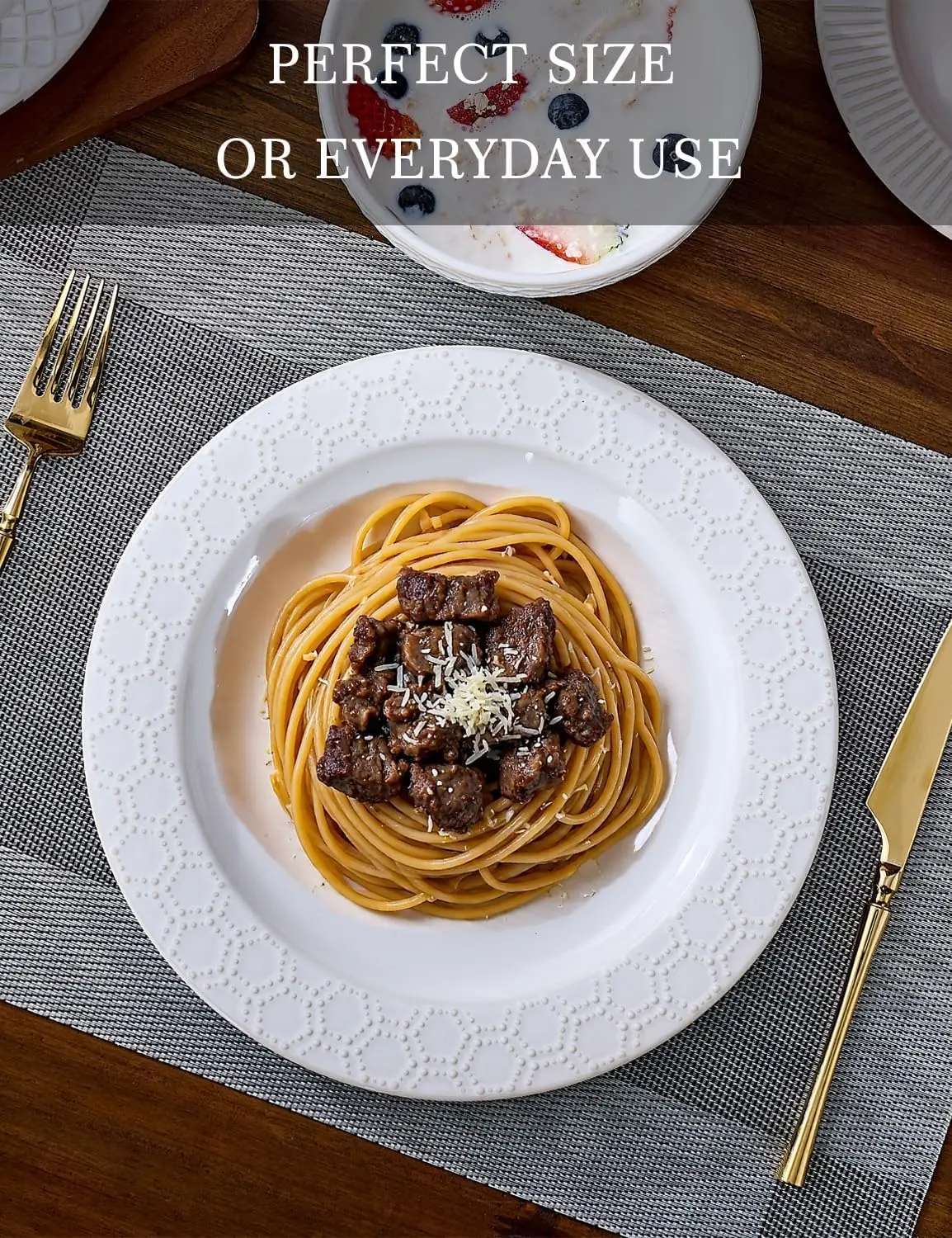 أطباق عشاء سيراميك 10.4 بوصة، مجموعة من 4 قطع، طقم أطباق سيراميك للمطبخ، طبق تقديم منقوش لمقبلة الحلوى، غسالة الأطباق وO