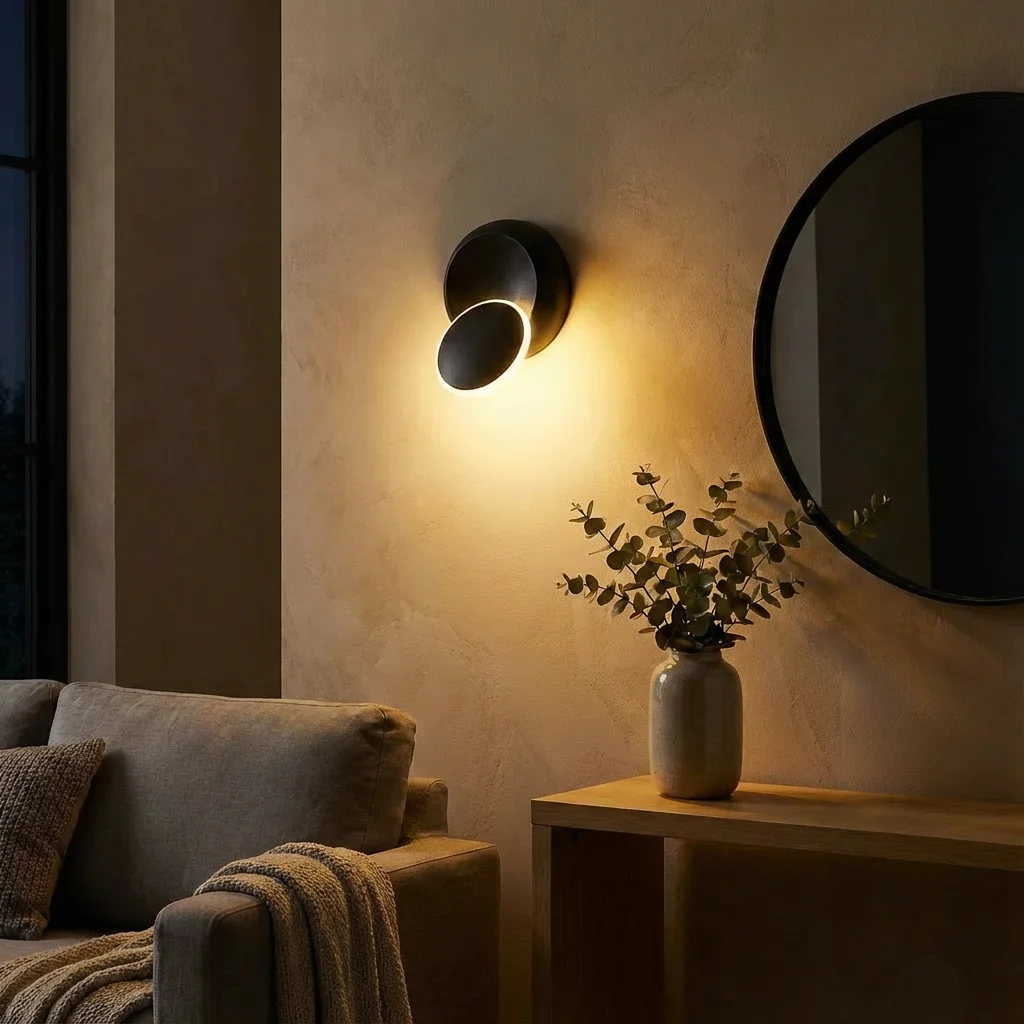 Aluminum Wall Light 5W Circular LED Wall Lamp 350 Degree Rotatable Wall Lamps Suitable for Indoor Lighting