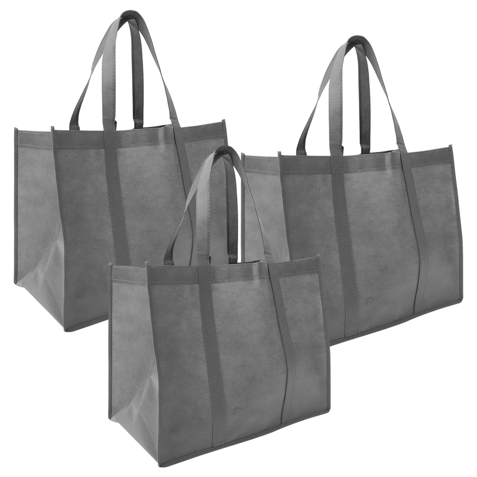 

3pcs Bag Set Non-woven Fabric Grey Oxford Cloth Handbag 41x26x33 Large Capacity Foldable Cloth Grocery Bags Storage