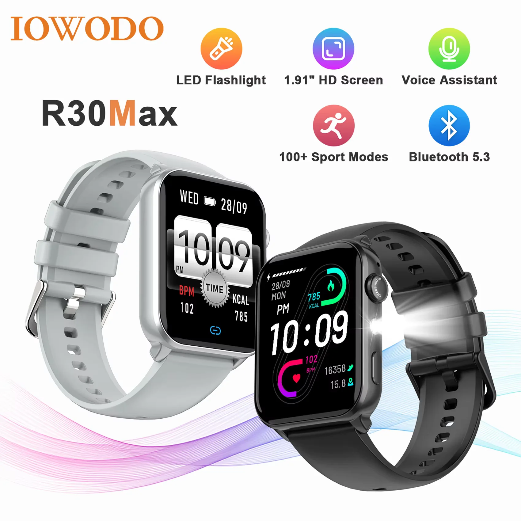 

Новые умные часы R30 Max с 1,91-дюймовым TFT HD-экраном, светодиодным фонариком, мониторингом здоровья, Bluetooth-звонками, для мужчин и женщин, в подарок