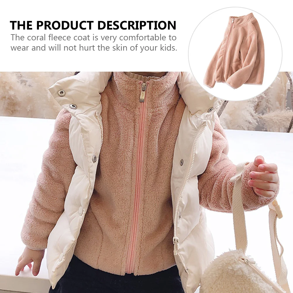 

1Pcs Kids Coral Fleece Coat Warm Thickened Child Outerwear Soft Comfortable Skin Safe Machine Washable Unisex Winter Autumn Wear
