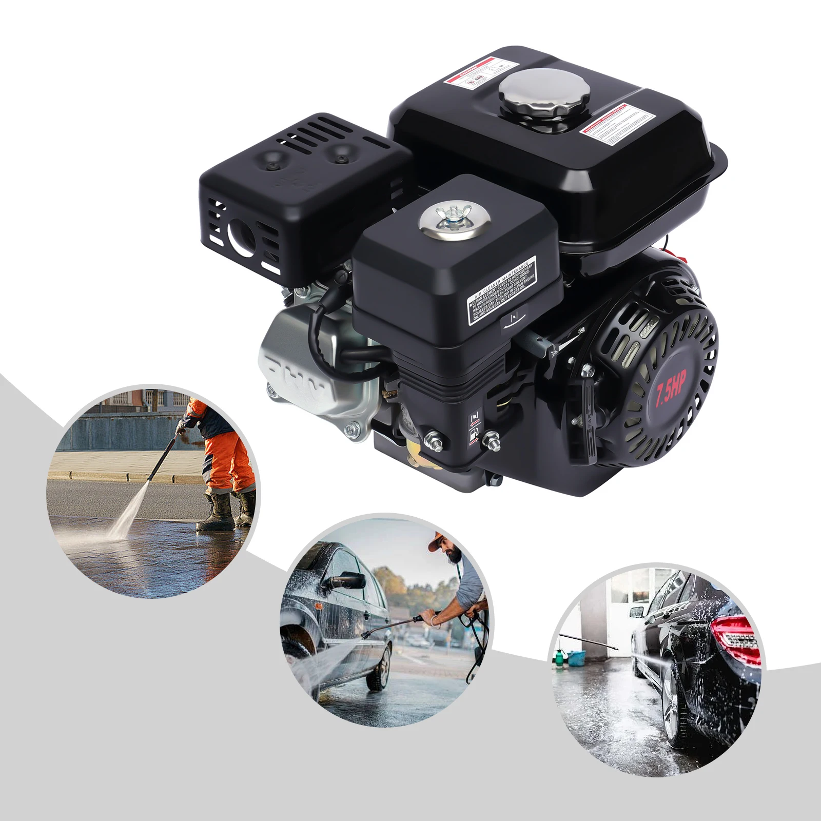 7.5HP 4-Stroke Gasoline Engine Petrol Engine, Recoil/Electric Gas Motor Engine OHV Go Kart Engine GX210