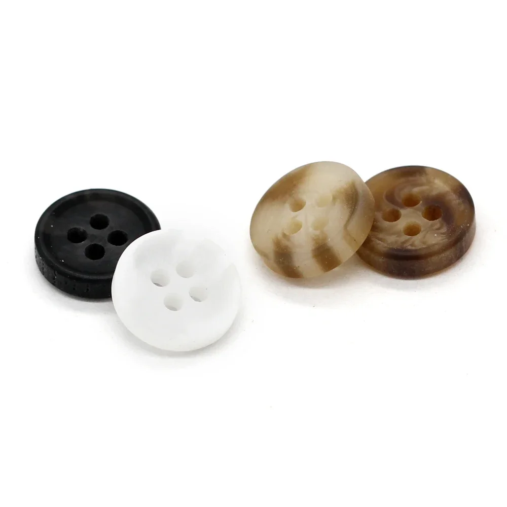 HENGC 4 Holes 9/10/11mm Fashion Horn Resin Buttons for Clothes Business Shirt Dress Cardigan Handmade Decorations