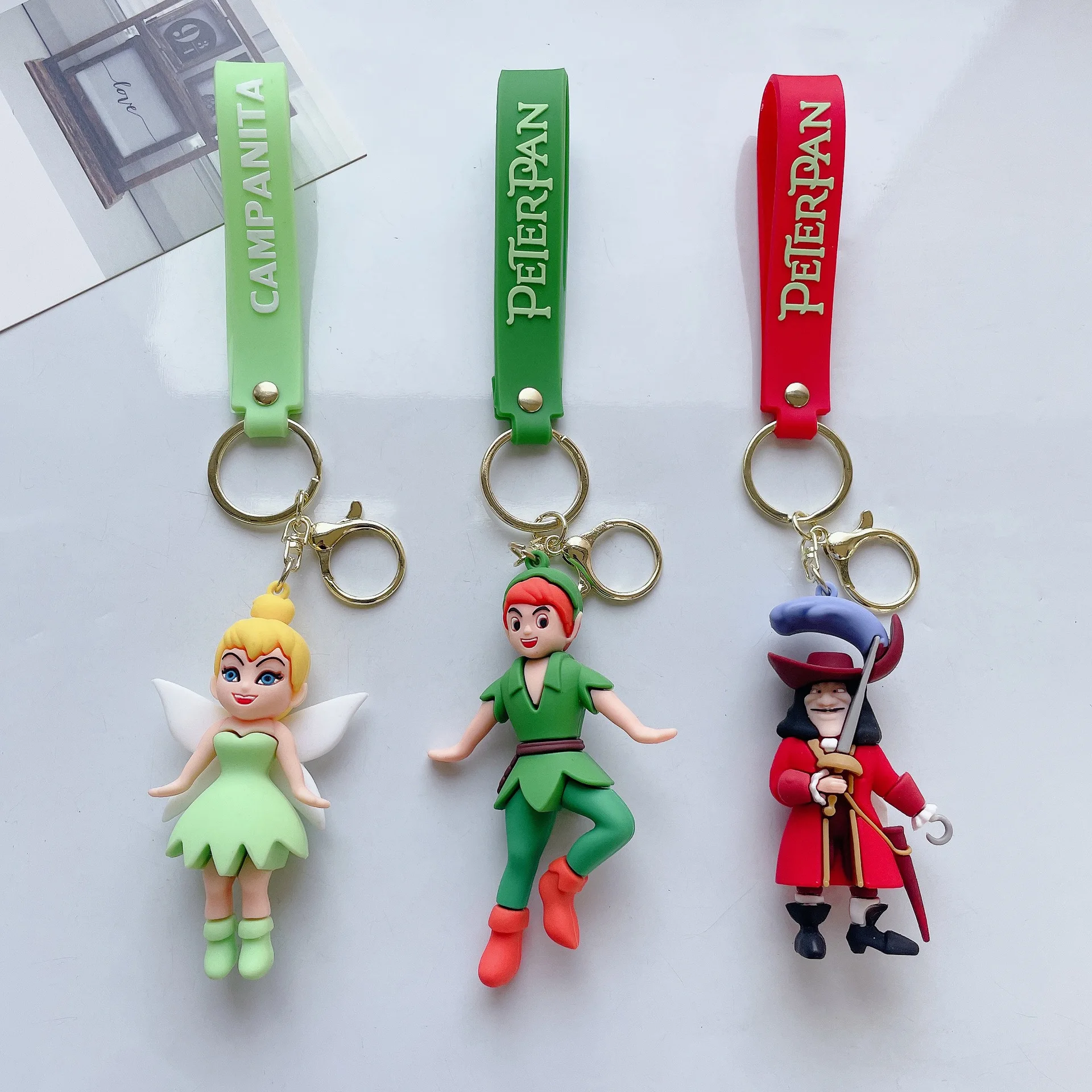 Anime Movie Peter Pan Keychains Pendant Car Key Chain Keyring Cute Bag Ornament Decor Toys Doll Accessories Kids Birthday Gifts