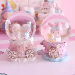 Kawaii Sanrio My Melody Crystal Ball Cute Cartoon Little Twin Stars Cinnamoroll Kuromi Jewellery Box Ornament Birthday Gift Toys