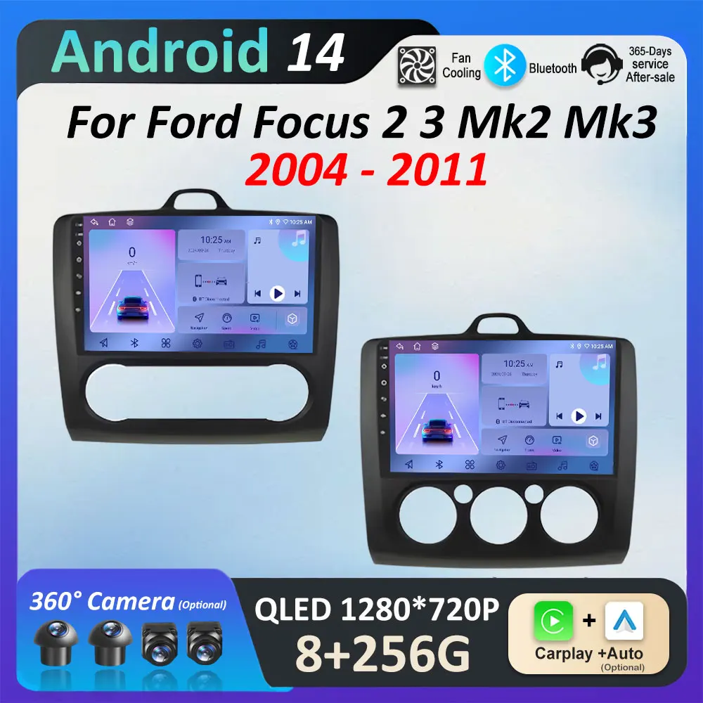 

for Ford Focus 2 3 Mk2 Mk3 2004 2005 2006 2007 - 2011 Car Video Radio Multimedia Player Android 14 Wireless Carplay Accessories