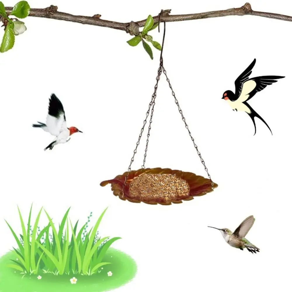 Iron Metal Bird Feeder Balanced Hanging Type Large Capacity Bird Feeder Tray Convenient Durable Bird Water Bowl Bird Bath