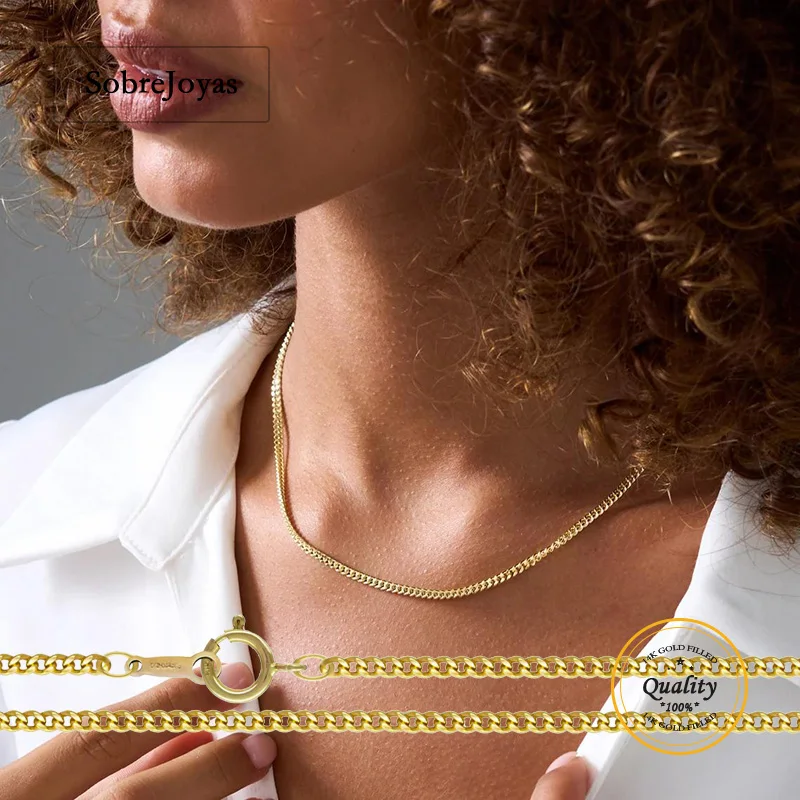 

Цепочка плоская плетеная из золота 14K (2.0 мм), готовое ожерелье 40/45 см, оптовые комплектующие для изготовления ювелирных изделий, для оптовой продажи ожерелий