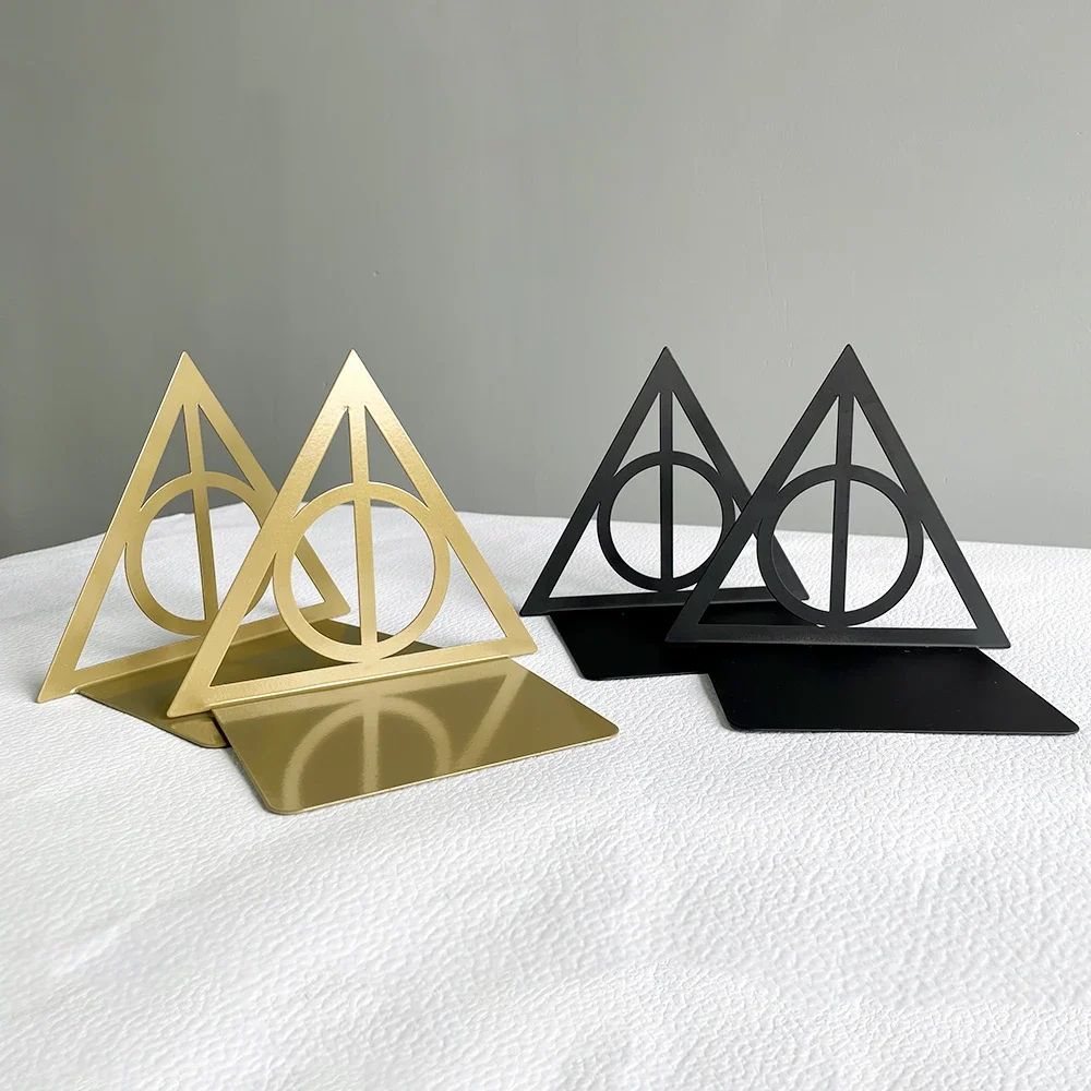 1Pair Classic Magic Triangle Hollow Bookends Movie Merchandise Desktop Table Decoration Retractable Book Support Book Holder