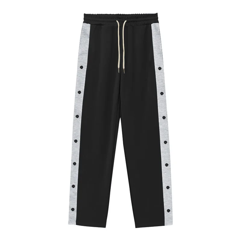 Four Seasons Men's Casualอินเทรนด์Drawstringยืดหยุ่นกางเกงกีฬาอเมริกันหลวมขากว้างกางเกงการฝึกอบรมStreetwear