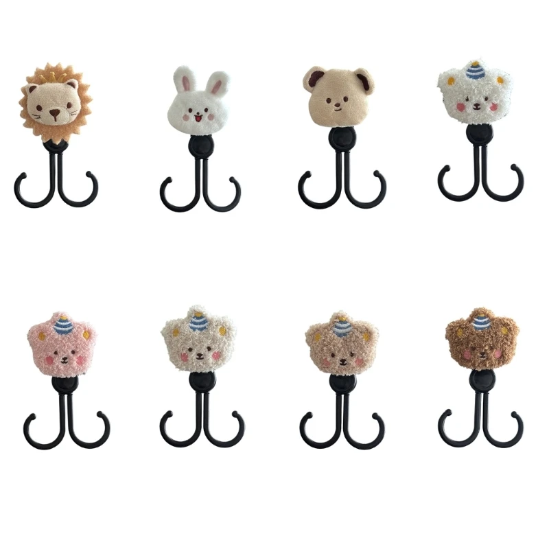 

Baby Stroller Hooks Clips Cartoon Animal Double Hooks for Diaper Bags Shopping Bag Universal Hook for Motorcycle Scooter