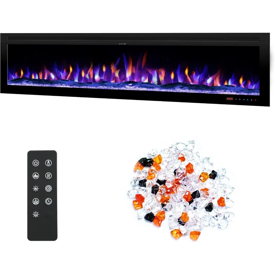 

Электрический камин 60 Настенный электрический камин со смешанным цветовым пламенем Регулируемая яркость и скорость Таймер 08 часов T