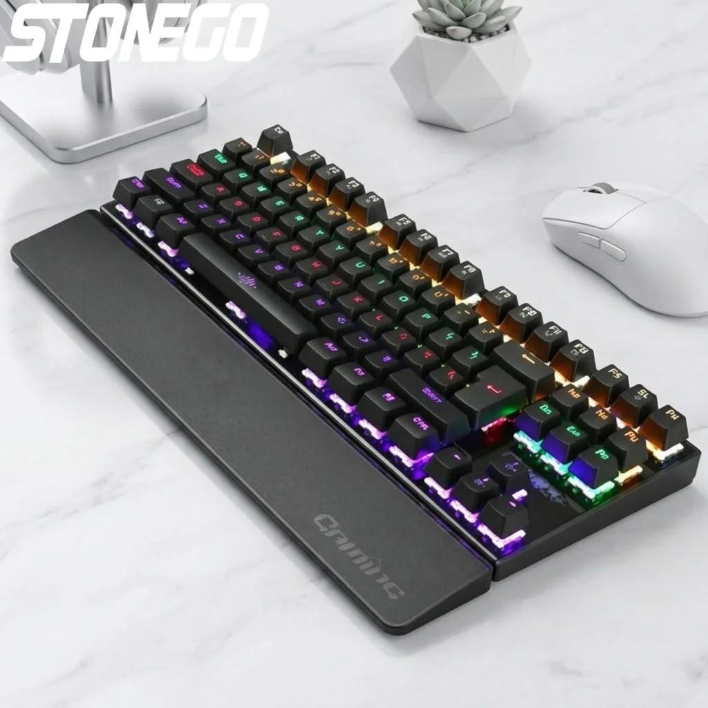 

Wired Backlit Mechanical Gaming Keyboard 26 Keys Anti Ghosting RGB LED USB Illuminated Gamer Keyboard for PC Desktop Laptop