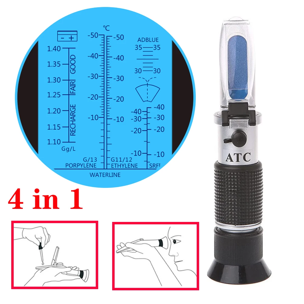 

Vehicle Antifreeze Refractometer Glycol Glass Water Battery Fluid freezing Point ATC Car Urea concentration Tester Detector