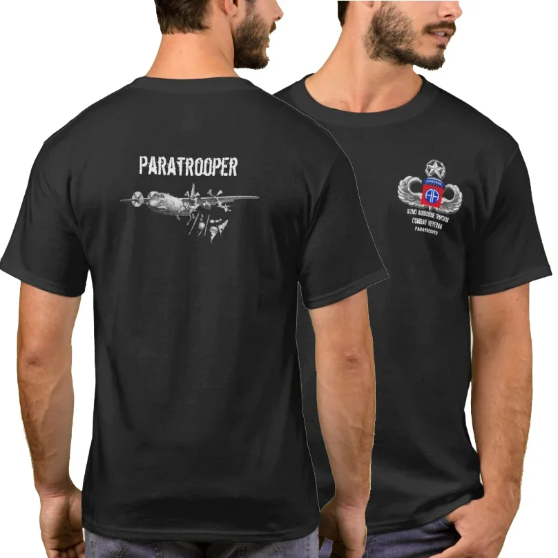 82nd Airborne Division Paratrooper Combat Veteran T-Shirt 100% Cotton O-Neck Summer Short Sleeve Casual Mens T-shirt Size S-3XL