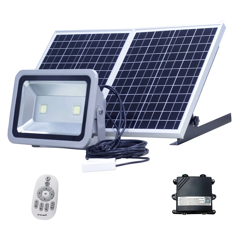 

100W Solar Flood Light with Smart Life App IoT Cloud Control for Outdoor Stadium Square Arena Using