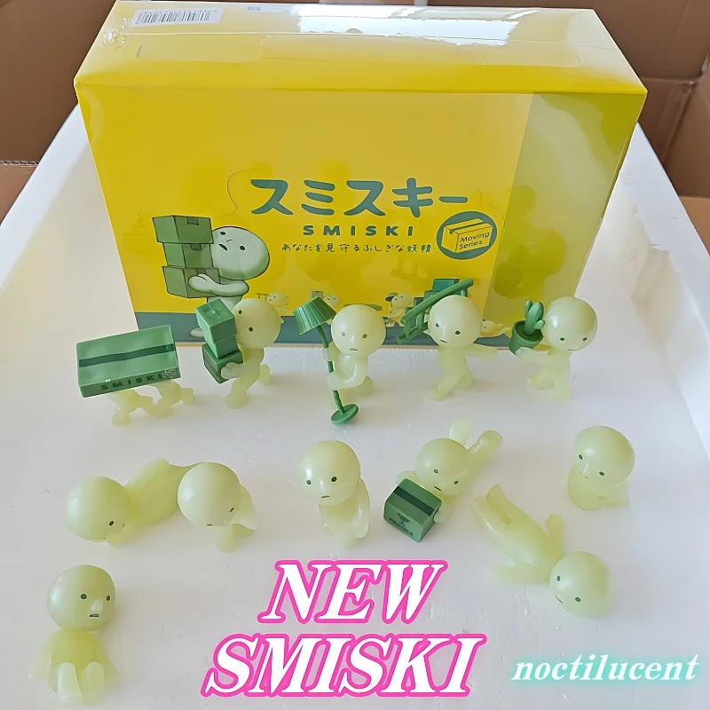 hot Sonny Angel Smiski moving Series Mystery Cute Noctilucent Green Doll Action Figures Cartoon Desktop Blind Box Model Toy Gift