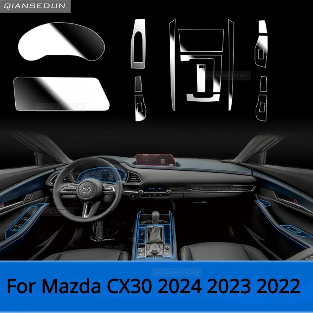 For Mazda CX30 XC5 2024 2023 2022 Interior Accessories film transparent TPU Gear Panel Center Console Anti-scratch resist refit