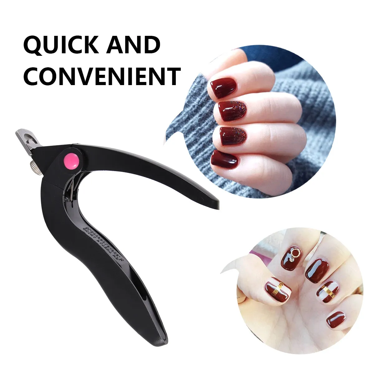 2Pcs Nail Art Cutter Set Acrylic Nail Clipper with Adjustable Angle for Round Straight Cut Fake Artificial Nails Triple Cut