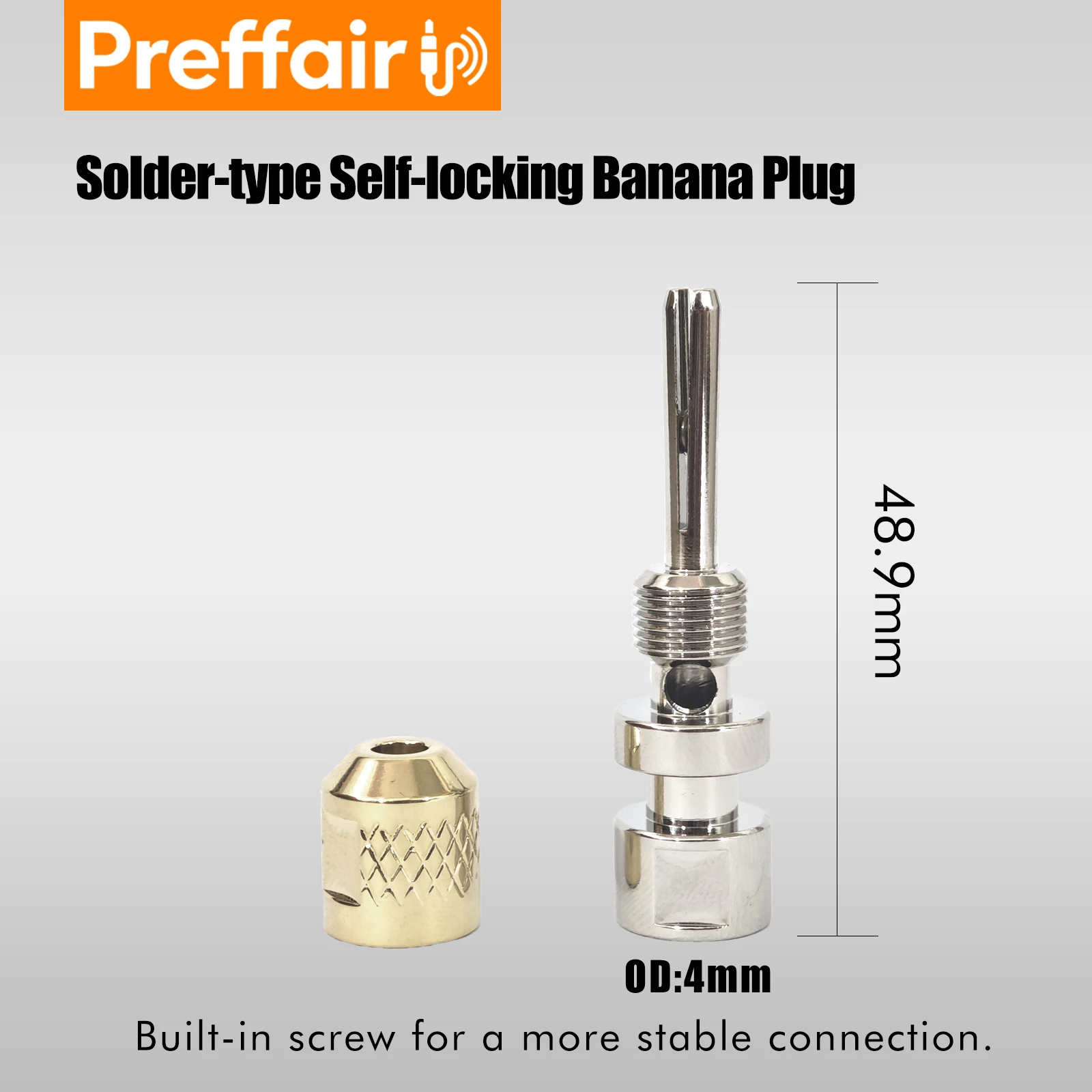 4pcs Preffair Rhodium plated Banana Plug adapter to y Spade Plug Jack Connector for Amplifier Speaker