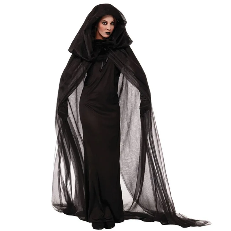 

Halloween Cosplay Witch Black Gauze Dress Adult Costume