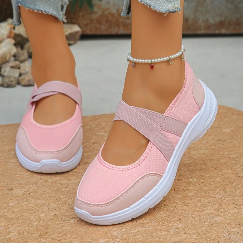 Atmungsaktive Flache Schuhe für Damen, Frühling/Sommer, Übergröße 43, Slip-On-Plateau-Sneaker, bequeme, weiche, rutschfeste Freizeitschuhe für Frauen – Detail 8