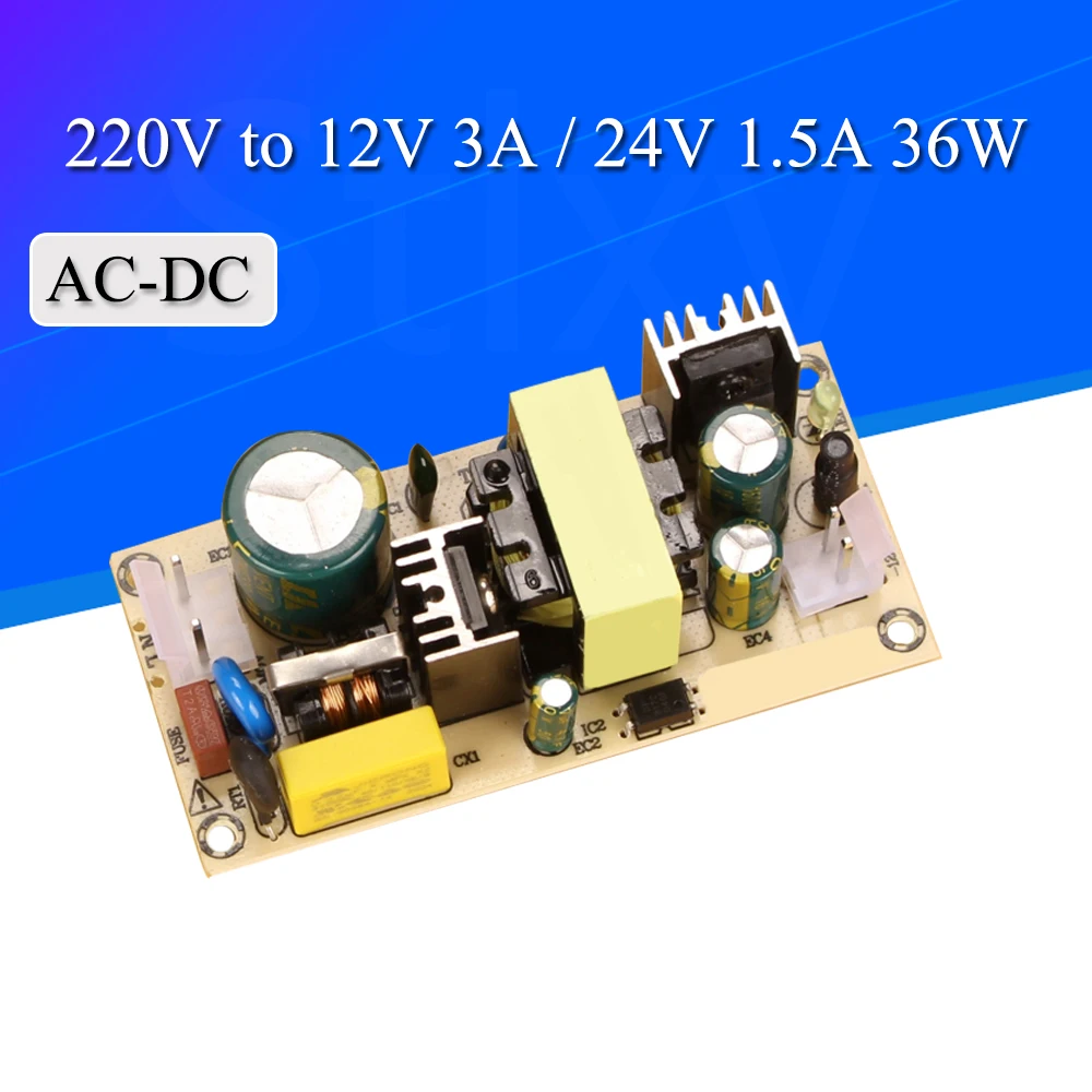 AC-DC 12V3A 24V1.5A 36W moduł zasilacza impulsowego goły obwód 220V do 12V 24V płyta do wymiany/naprawy
