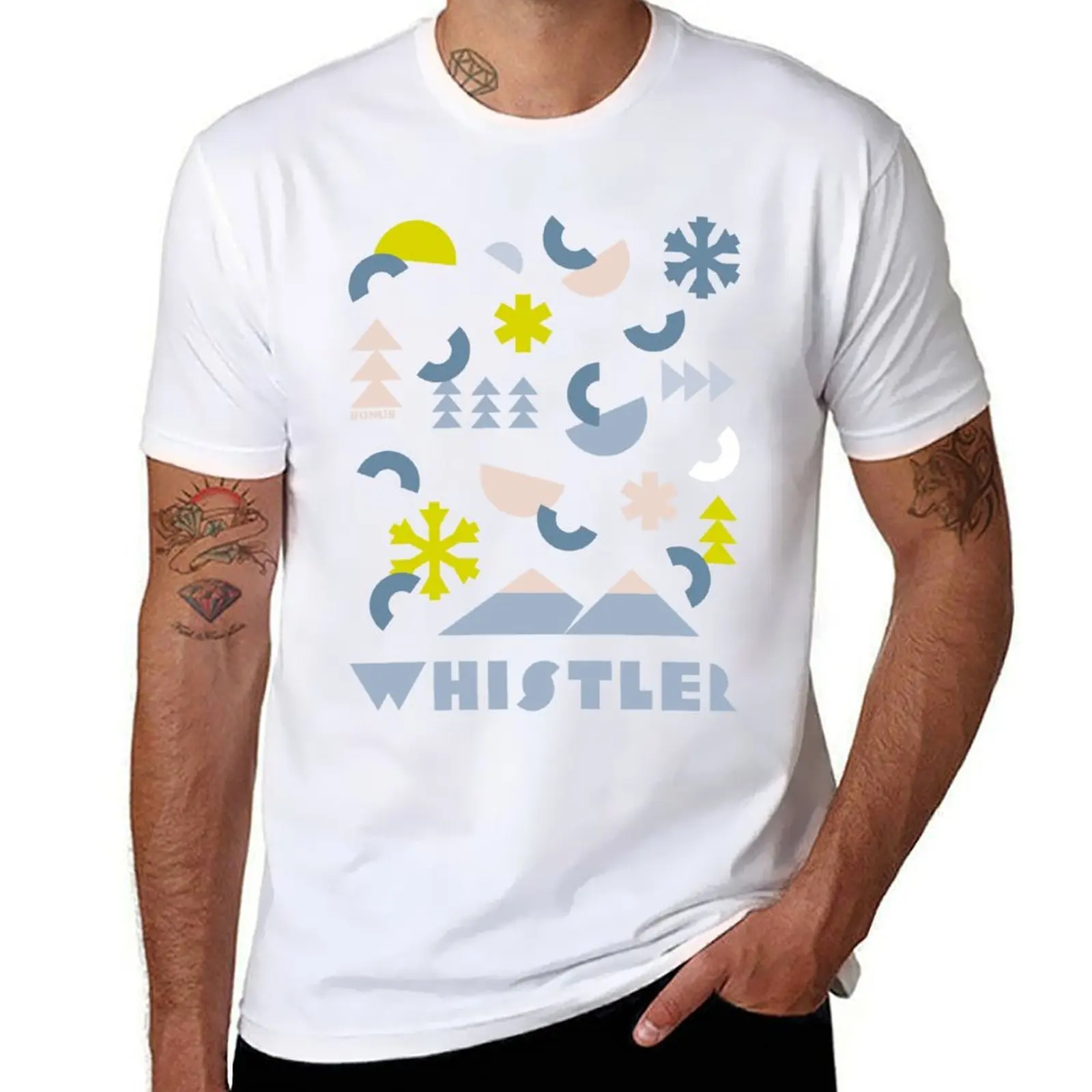 

Whistler Disco Party - retro 80s mountains and snowflakes T-Shirt man t shirt cotton high quality man t shirts for men T-Shirt