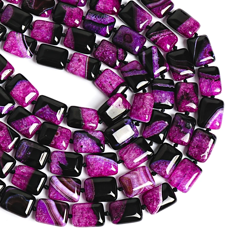 Rose Red Cube-Shaped Agate Beads 20x15mm Genuine Loose Stone Beads for DIY Jewelry Design Unique Square Beads