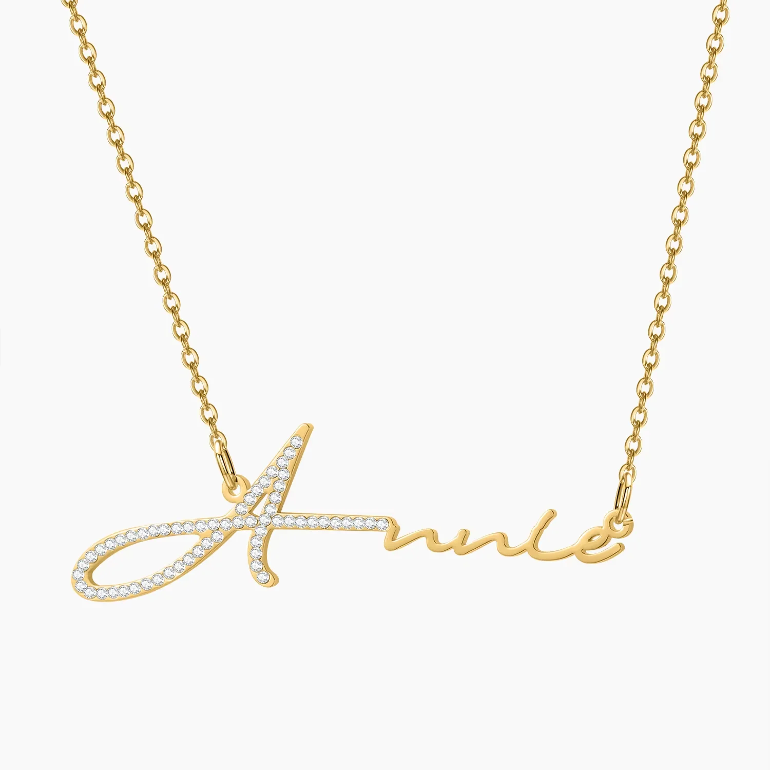 Qitian Custom Signature Name Necklace With 925 Silver Moissanite   Handmade 18K Gold Plating Iced Jewelry For Women Birthday Gif