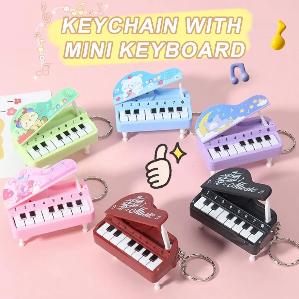 Creative Cartoon Music Electronic Piano Keychains Kids Toy Bag Decoration Hanging Pendant Keyring Working Finger Piano Cute Gift