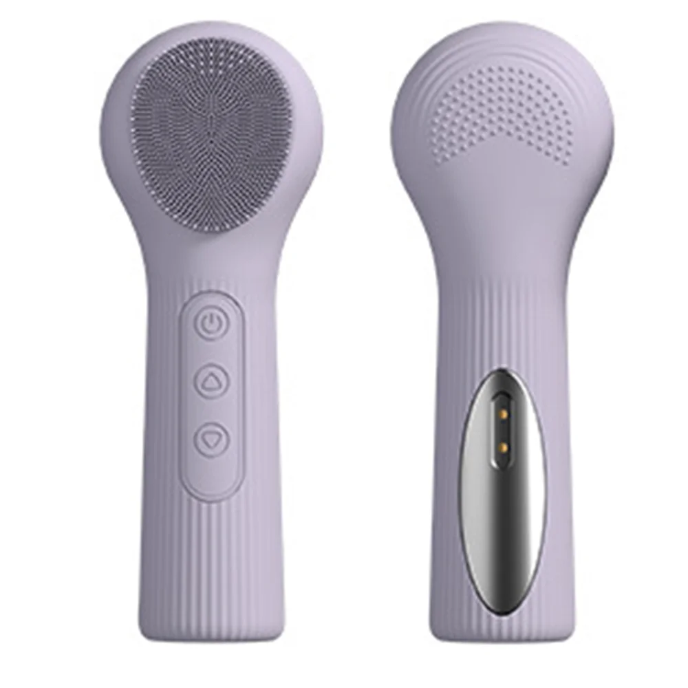 Escova de Limpeza Facial Elétrica à Prova d'Água, Ultrassônica, com Carregamento Magnético, Limpador Facial de Silicone Multifuncional com Compressão 