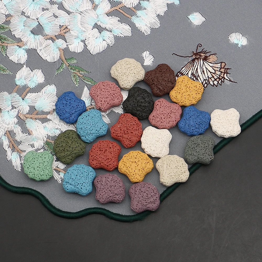 

Rainbow Volcanic Rock Scallop-shaped Loose Bead DIY Accessory for Create Bohemian-style Layered Necklace Bracelet Set Materials